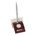 Stylish Card and Pen Holder w/Quartz Clock